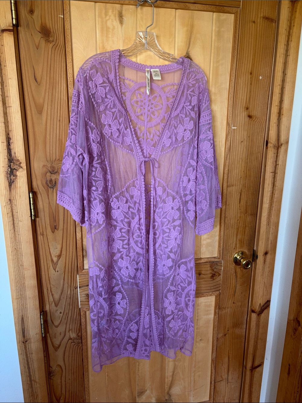 Forgotten Grace Lavender Floral Lace Duster Kimono